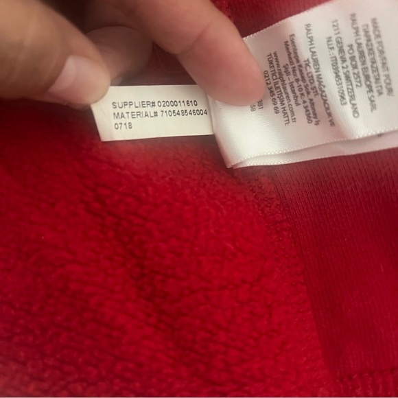 POLO RALPH LAUREN Blue Label Fleece Full Zip Hoodie Red Men Medium EUC Heavy - Picture 10 of 14